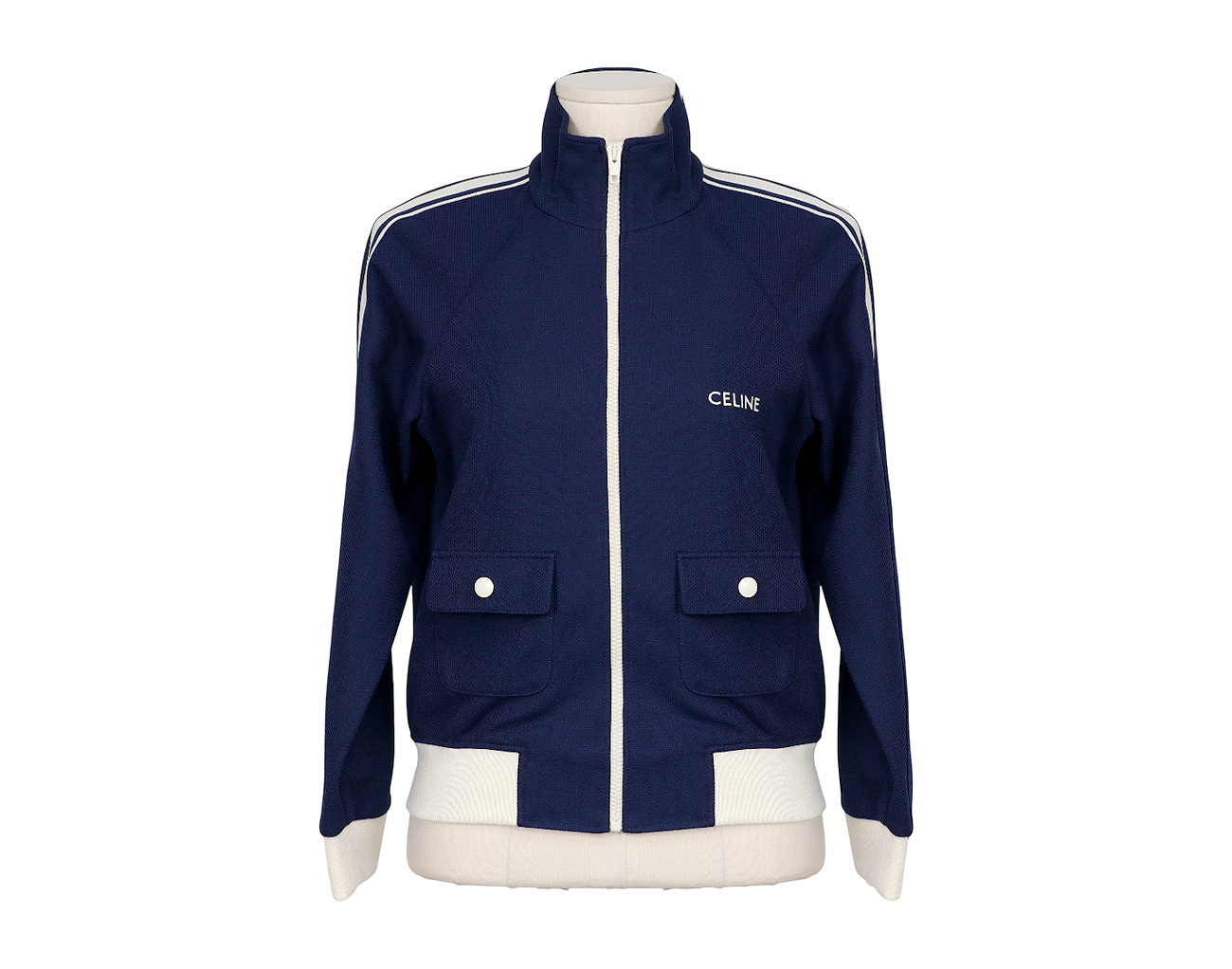 셀린느 크롭 트랙수트 재킷 네이비 오프 화이트 S
