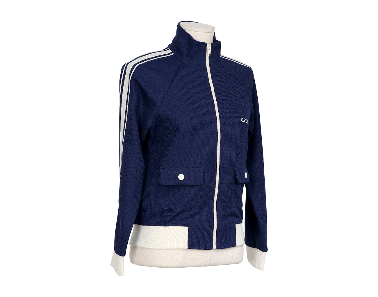 셀린느 크롭 트랙수트 재킷 네이비 오프 화이트 S