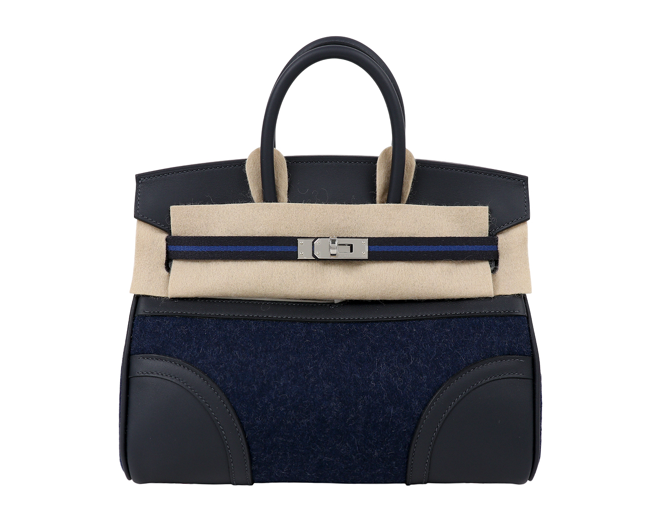 에르메스 벌킨 25 고 팀 카반 블루 프랑스 블루뉘 뉴 화이트 은장 W