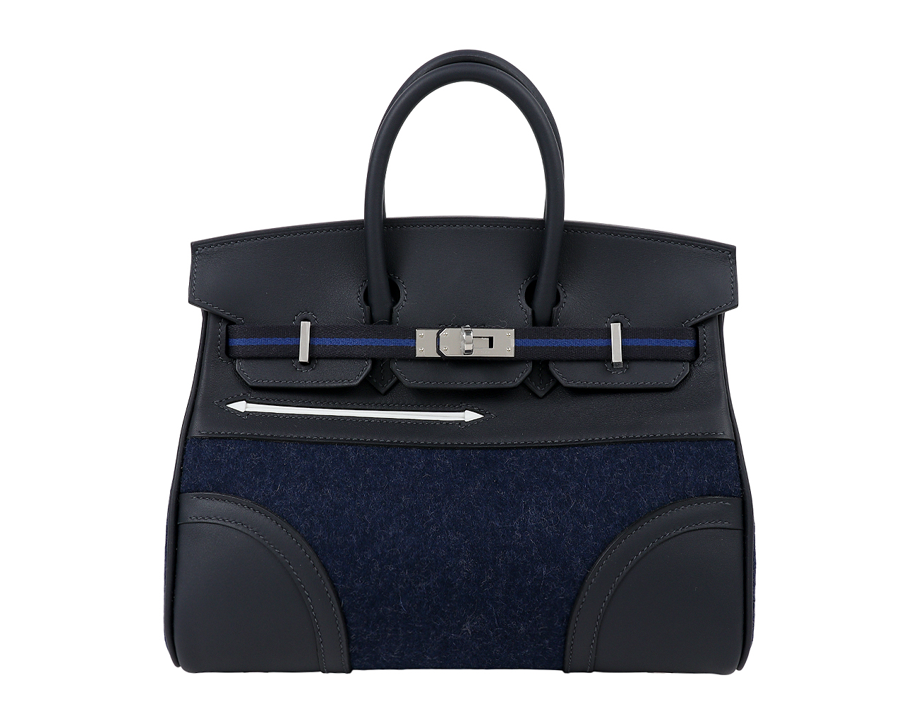 에르메스 벌킨 25 고 팀 카반 블루 프랑스 블루뉘 뉴 화이트 은장 W