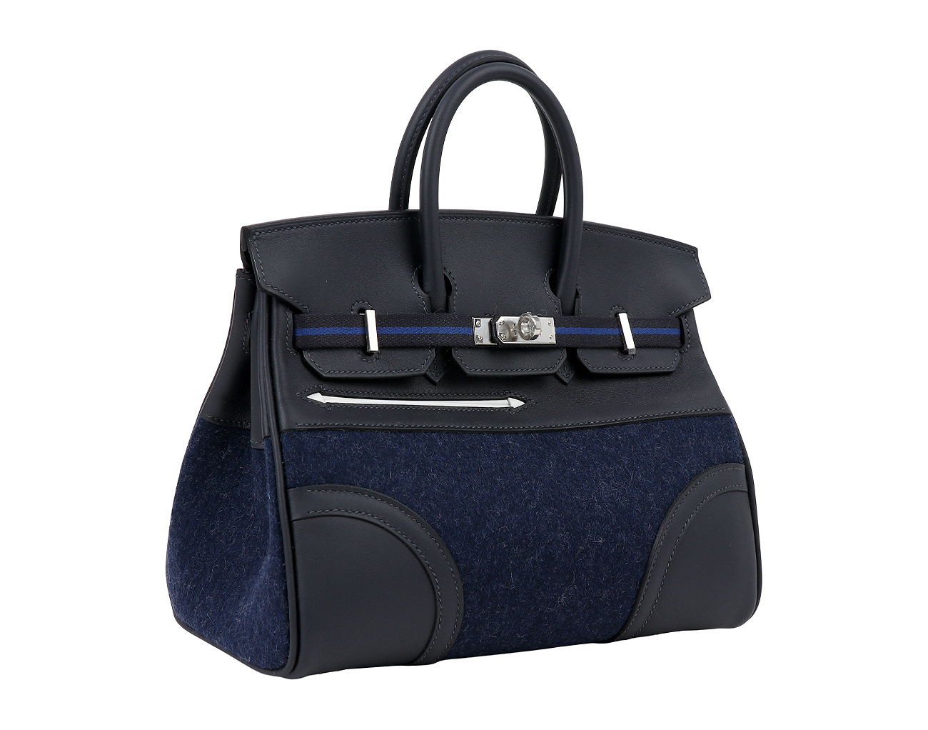 에르메스 벌킨 25 고 팀 카반 블루 프랑스 블루뉘 뉴 화이트 은장 W