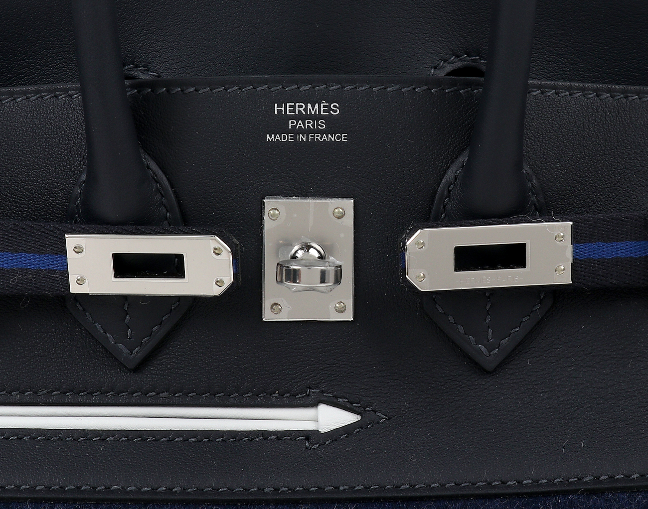 에르메스 벌킨 25 고 팀 카반 블루 프랑스 블루뉘 뉴 화이트 은장 W