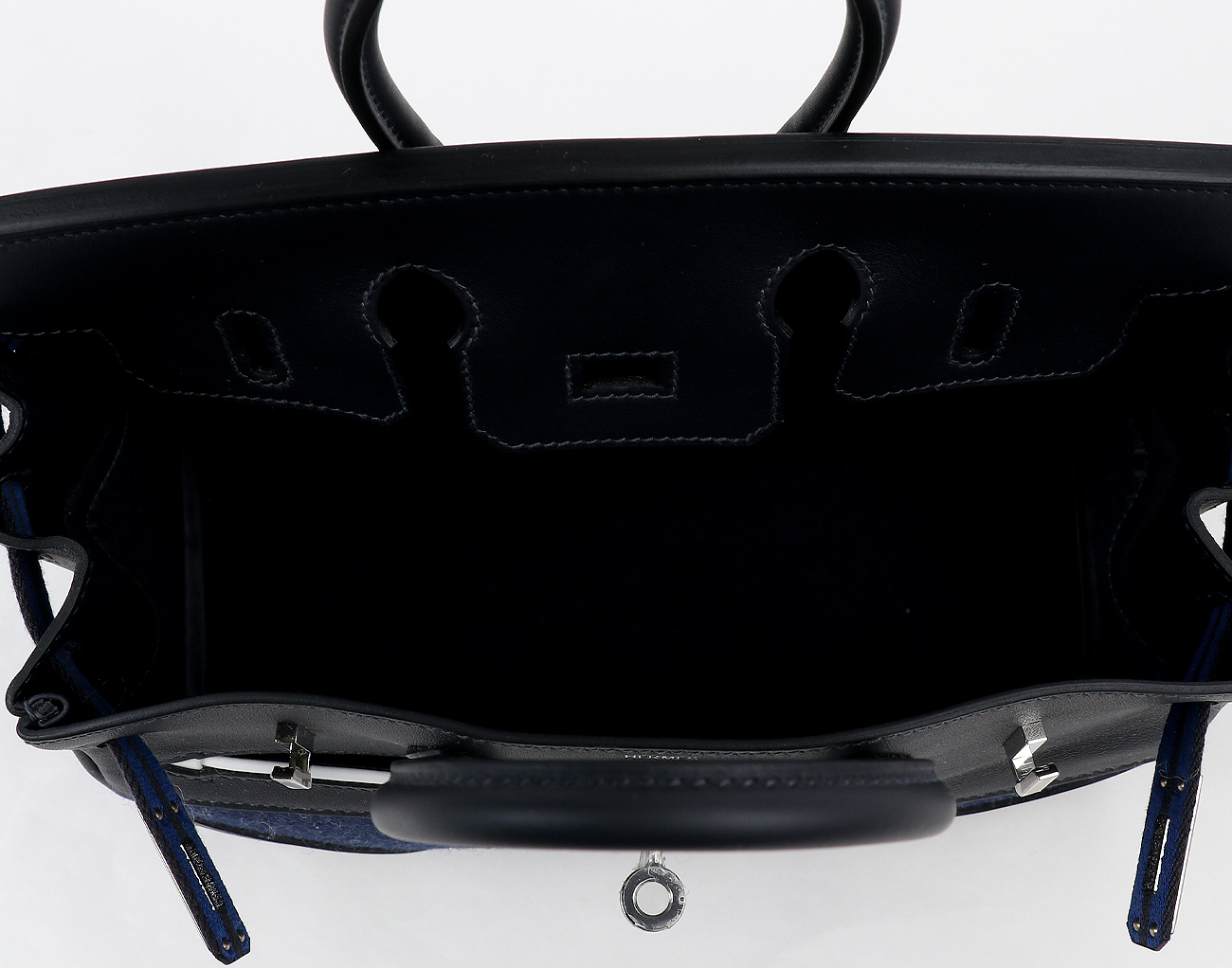 에르메스 벌킨 25 고 팀 카반 블루 프랑스 블루뉘 뉴 화이트 은장 W