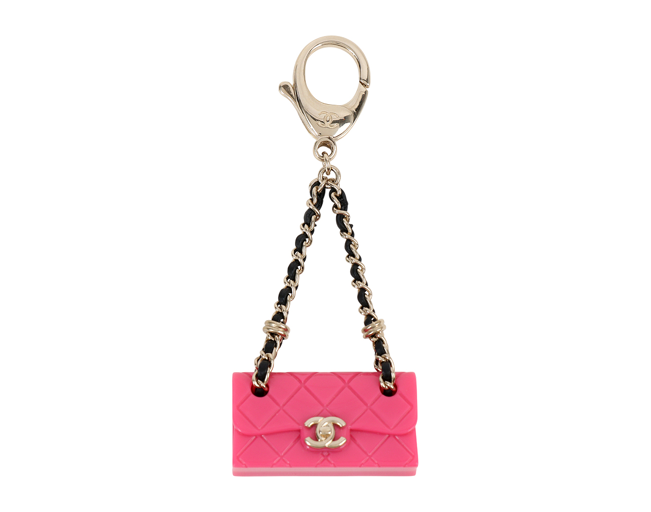 샤넬 클래식백 키링 핑크 샴페인골드