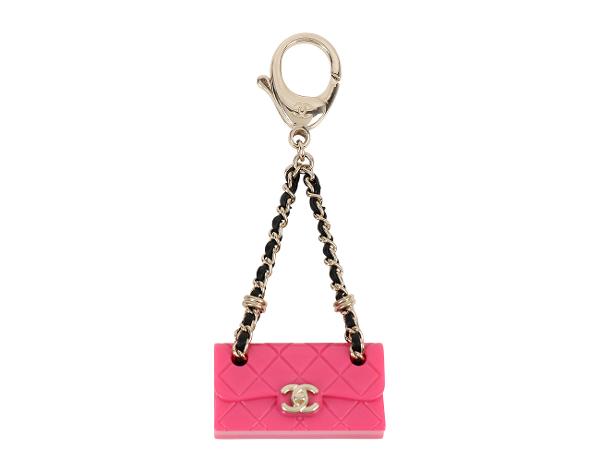 샤넬 클래식백 키링 핑크 샴페인골드
