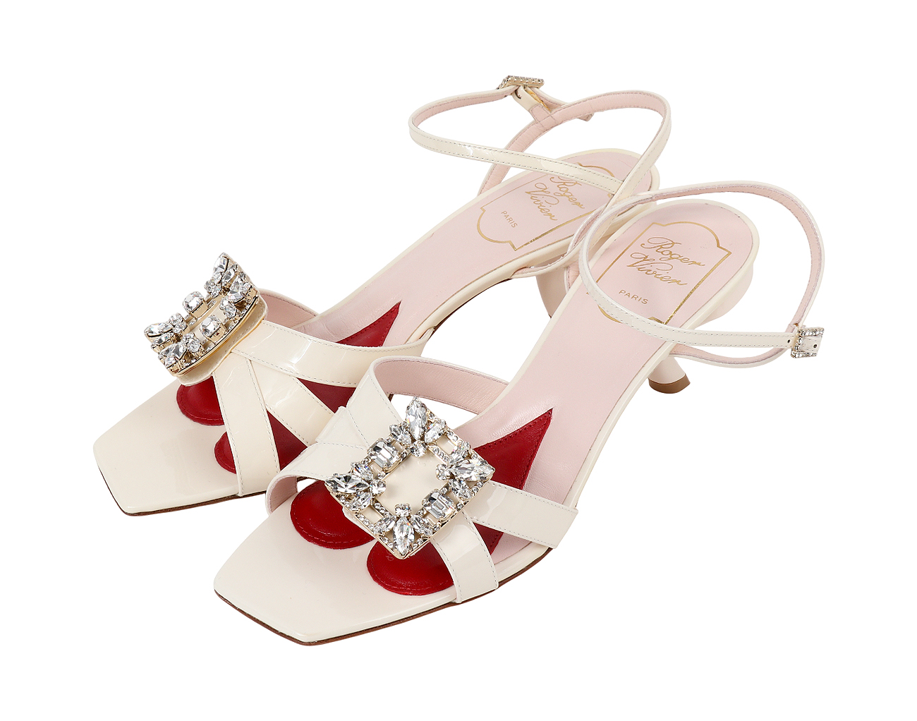 로저비비에 버귤 미니 브로치 비비에 버클 샌들 오프 화이트 37 1/2