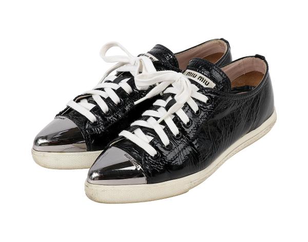 미우미우 메탈 토 스니커즈 블랙 실버 35 1/2