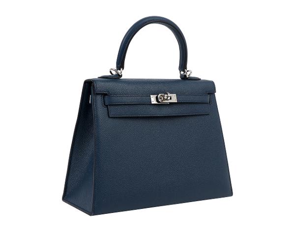 에르메스 셀리에 켈리 25 블루 드 프뤼스 은장 B