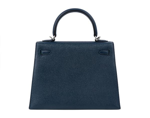 에르메스 셀리에 켈리 25 블루 드 프뤼스 은장 B