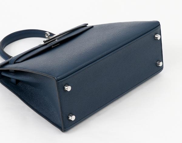 에르메스 셀리에 켈리 25 블루 드 프뤼스 은장 B