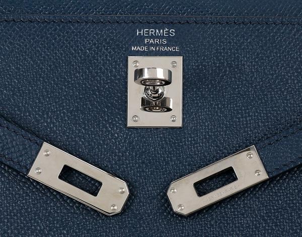 에르메스 셀리에 켈리 25 블루 드 프뤼스 은장 B