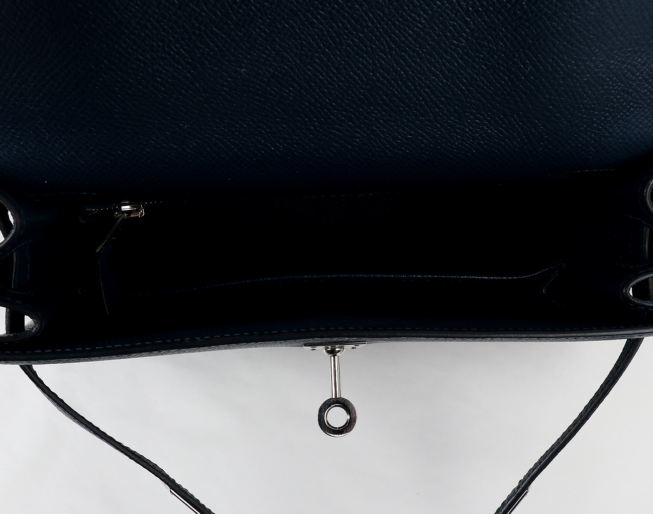 에르메스 셀리에 켈리 25 블루 드 프뤼스 은장 B