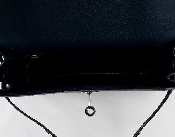 에르메스 셀리에 켈리 25 블루 드 프뤼스 은장 B