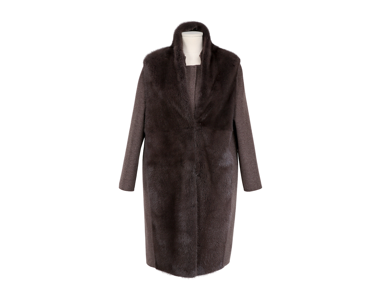 만조니 24 밍크 베스트 코트 브라운