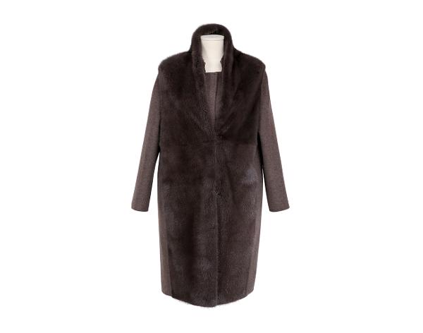 만조니 24 밍크 베스트 코트 브라운