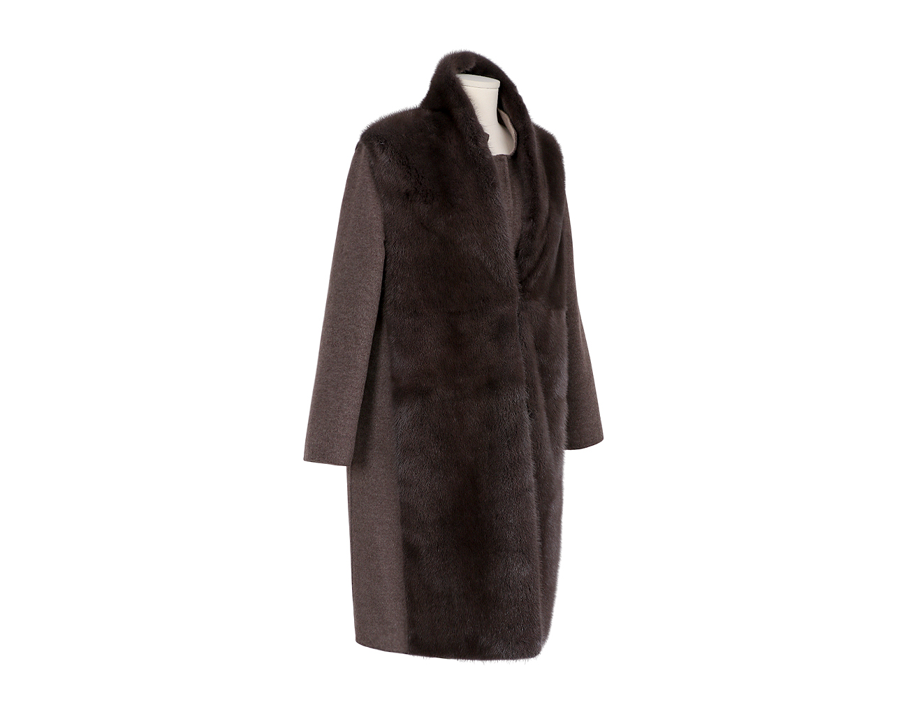 만조니 24 밍크 베스트 코트 브라운