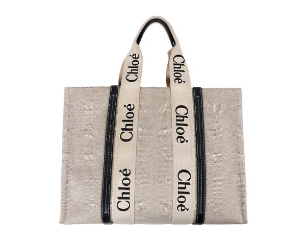 끌로에 우디 라지 토트백 화이트 블랙