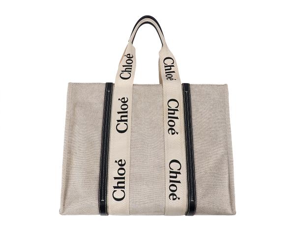 끌로에 우디 라지 토트백 화이트 블랙