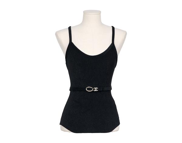 샤넬 믹스드파이버 스윔수트 블랙 38