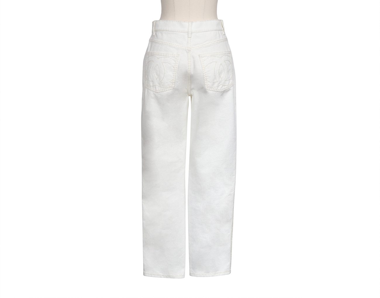 샤넬 로고 백포켓 데님 팬츠 화이트 34