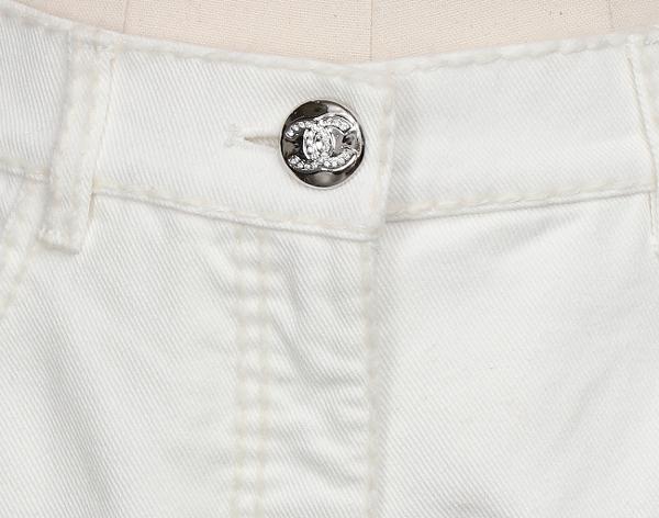 샤넬 로고 백포켓 데님 팬츠 화이트 34