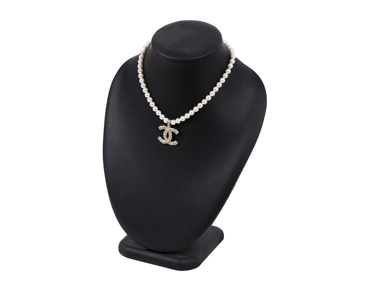 샤넬 스트라스 CC 펄 네크리스 샴페인골드