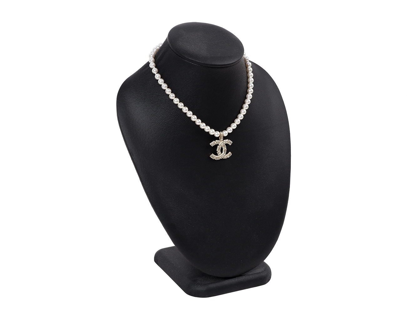 샤넬 스트라스 CC 펄 네크리스 샴페인골드