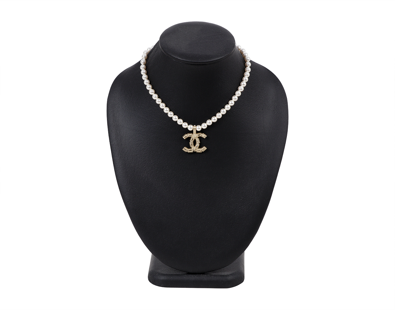 샤넬 스트라스 CC 펄 네크리스 샴페인골드