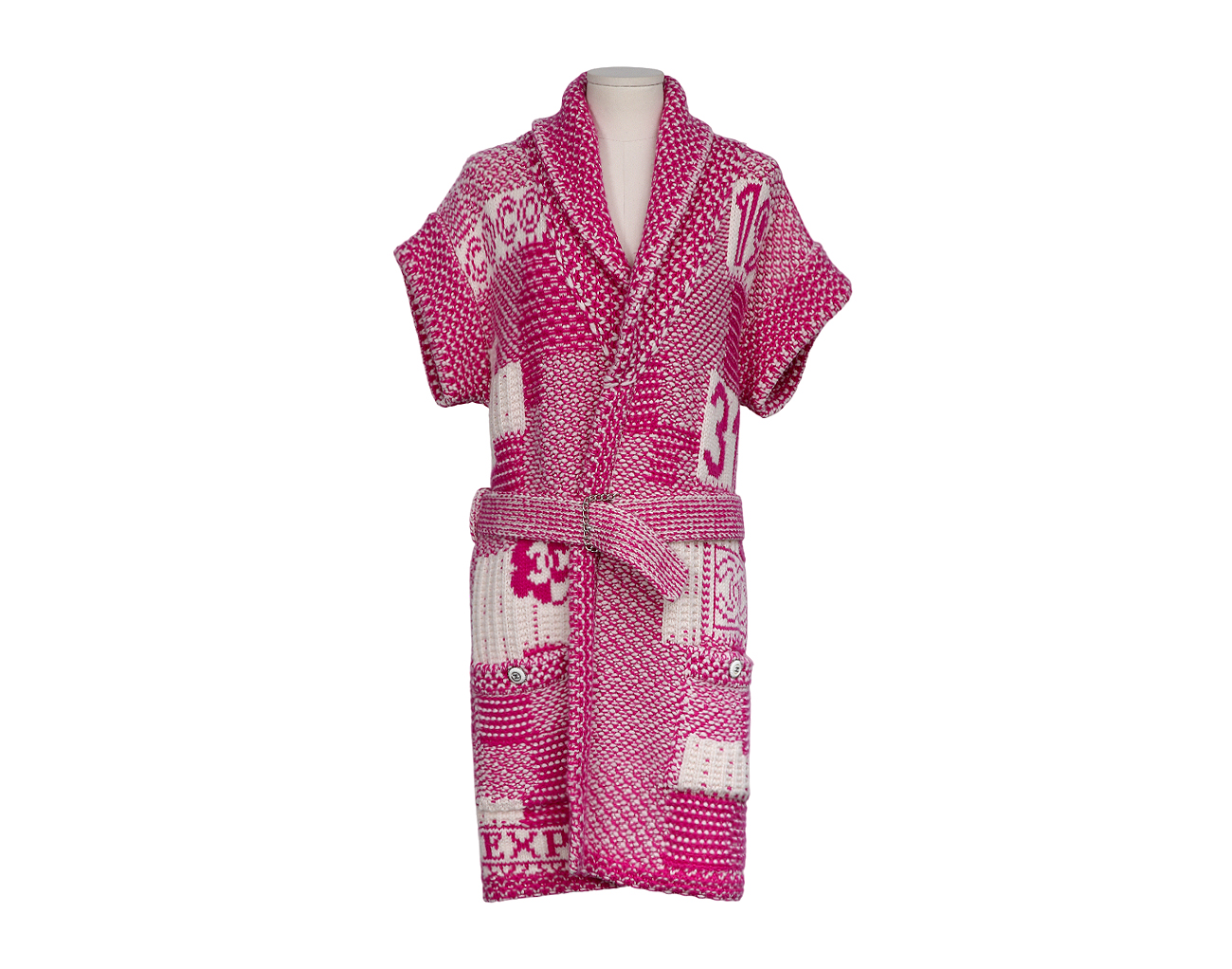 샤넬 코코 익스프레스 베스트 가디건 푸시아 핑크 화이트 36