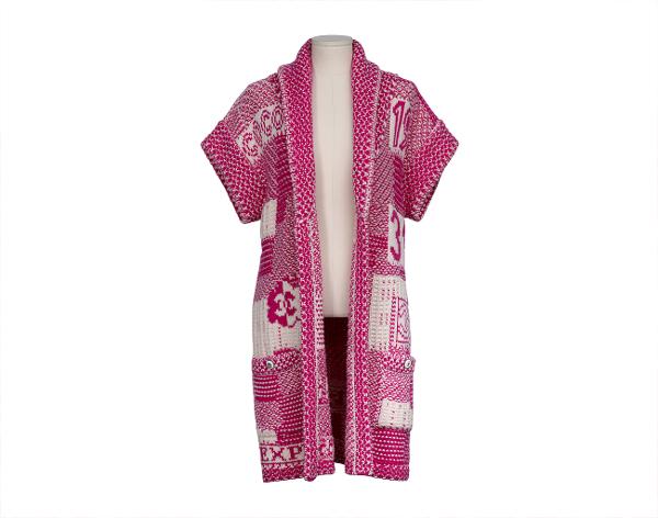 샤넬 코코 익스프레스 베스트 가디건 푸시아 핑크 화이트 36