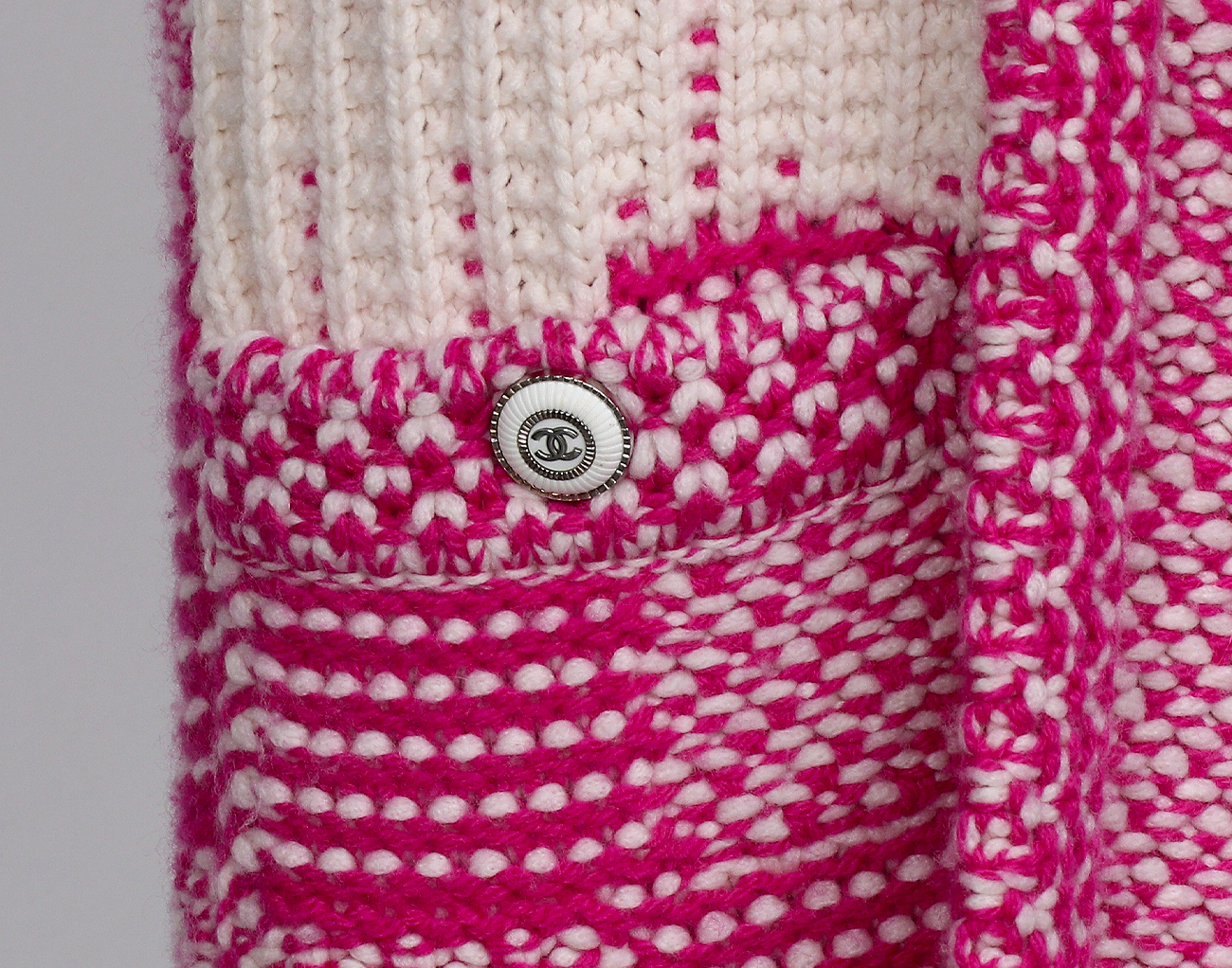 샤넬 코코 익스프레스 베스트 가디건 푸시아 핑크 화이트 36