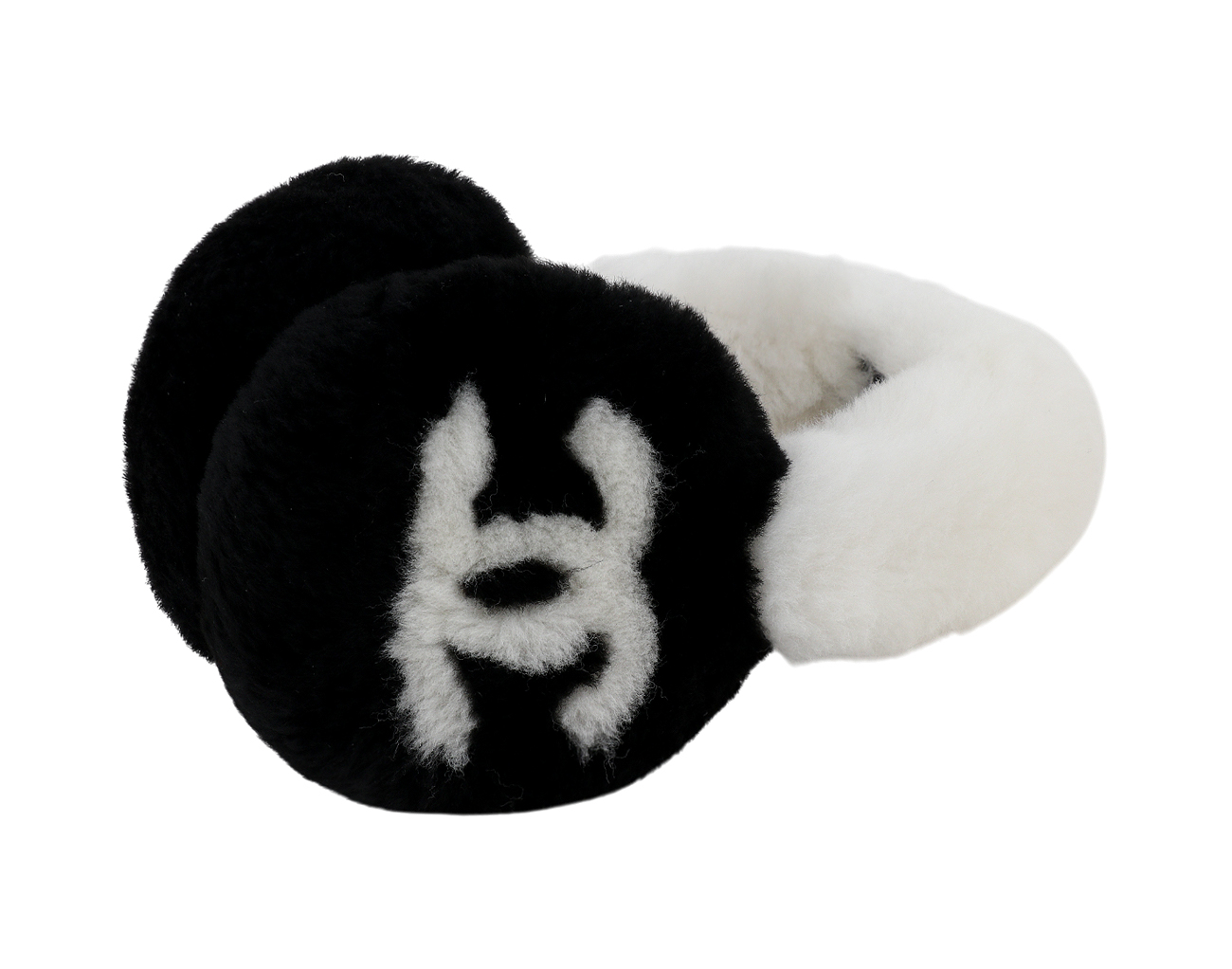 샤넬 25N 시어링 램스킨 이어머프 블랙 에크루