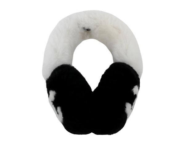 샤넬 25N 시어링 램스킨 이어머프 블랙 에크루