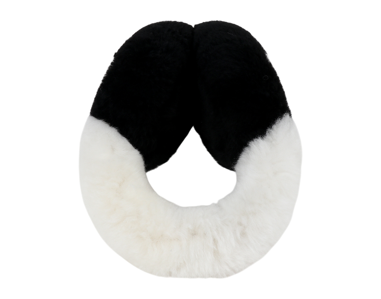 샤넬 25N 시어링 램스킨 이어머프 블랙 에크루