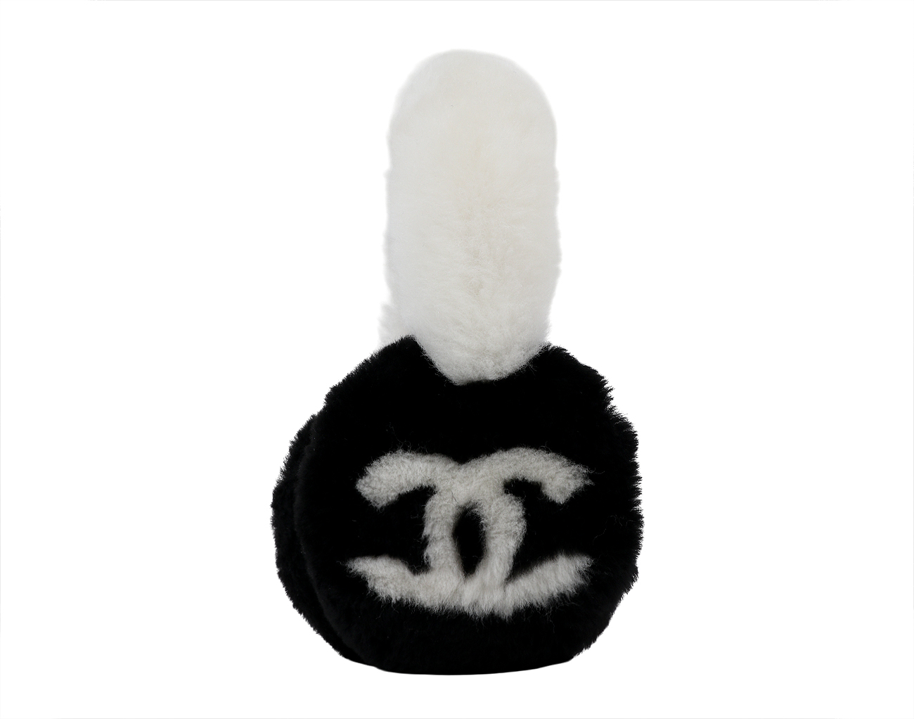 샤넬 25N 시어링 램스킨 이어머프 블랙 에크루