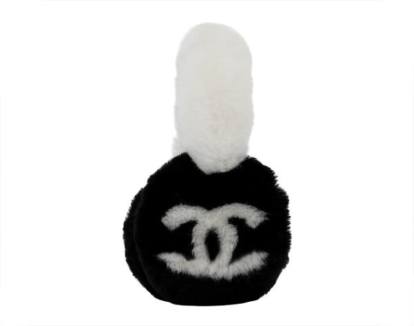 샤넬 25N 시어링 램스킨 이어머프 블랙 에크루