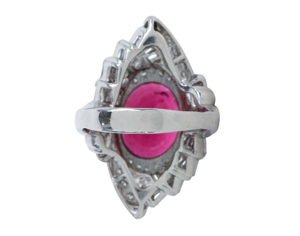 Fine Jewelry 오벌 브릴리언트 스텝 컷 루벨라이트 다이아몬드 링 퍼플리쉬 레드 10.55ct