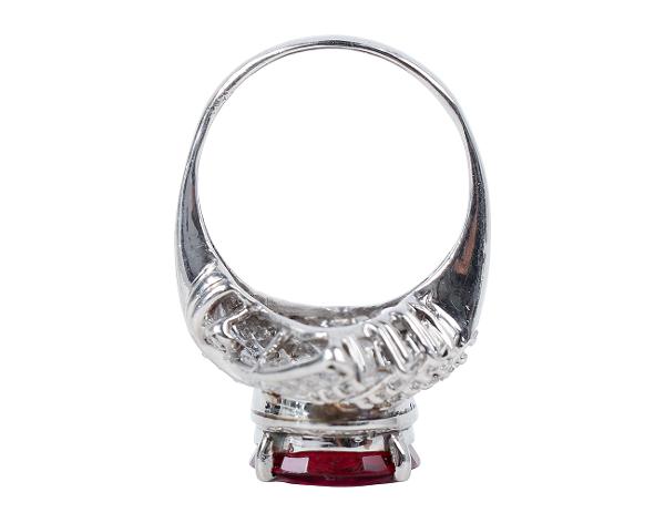 Fine Jewelry 오벌 브릴리언트 스텝 컷 루벨라이트 다이아몬드 링 퍼플리쉬 레드 10.55ct