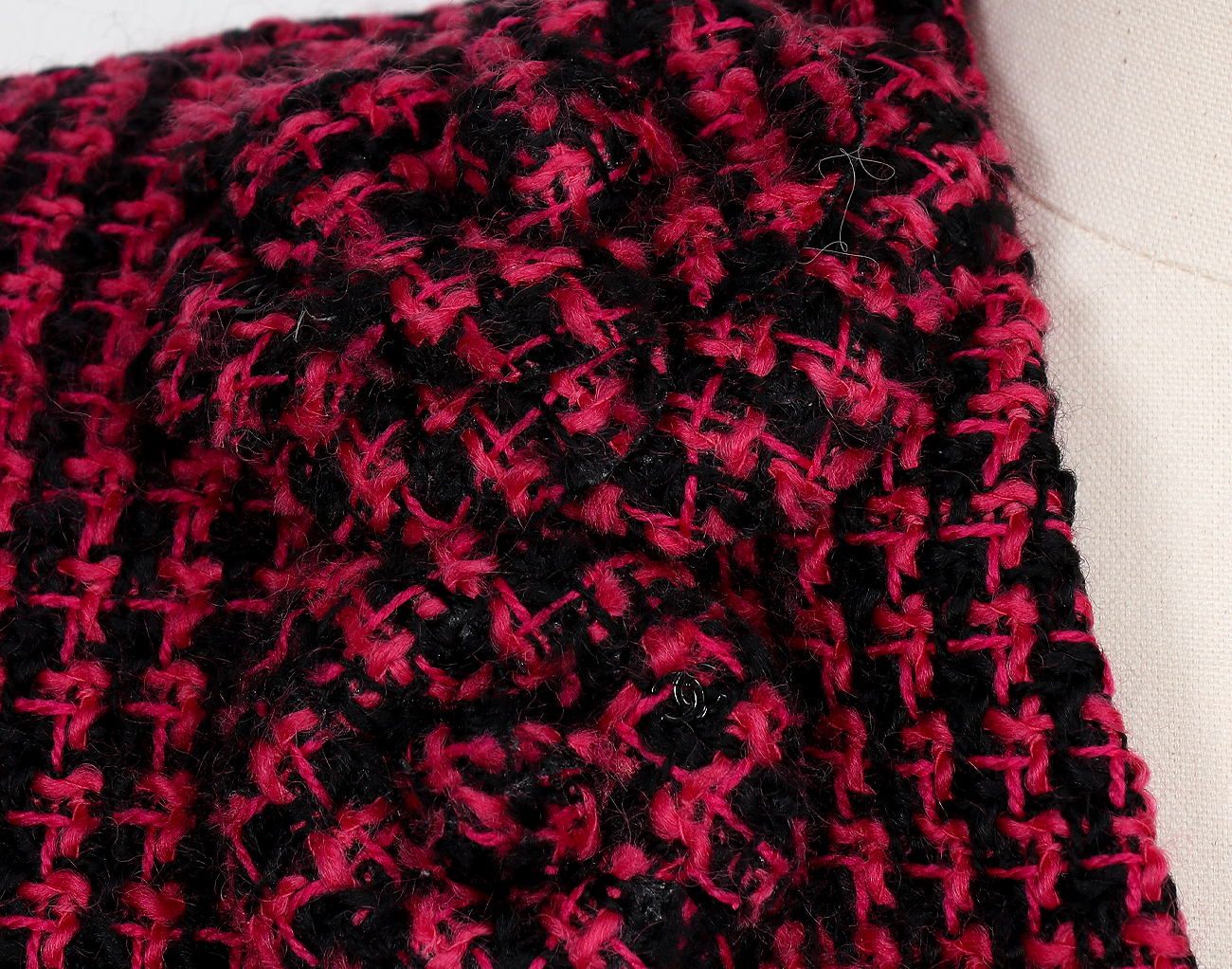 샤넬 까멜리아 트위드 재킷 핑크 블랙 34