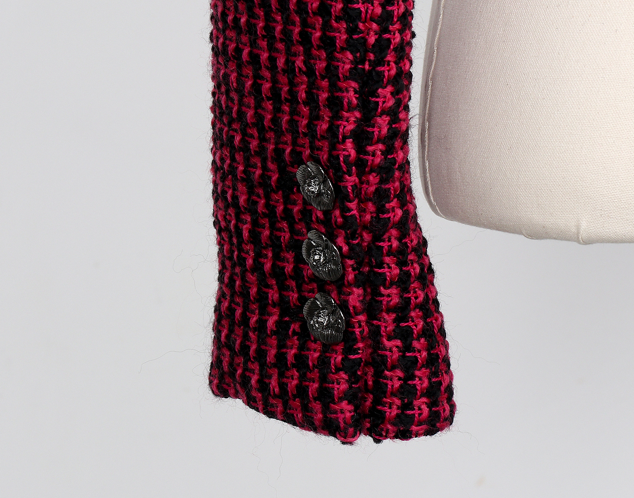 샤넬 까멜리아 트위드 재킷 핑크 블랙 34