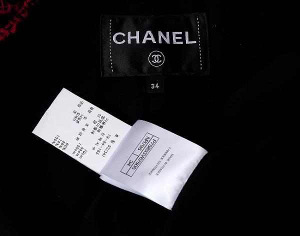 샤넬 까멜리아 트위드 재킷 핑크 블랙 34