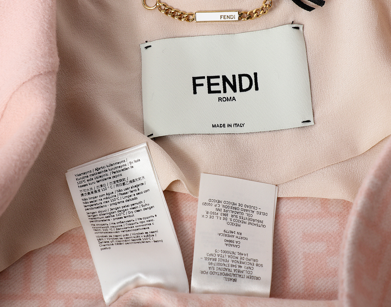 펜디 FF 더블 울 코트 핑크 42