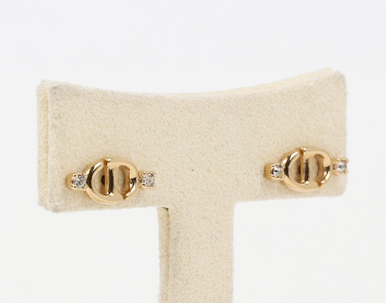 디올 CD 네이비 스터드 이어링 골드