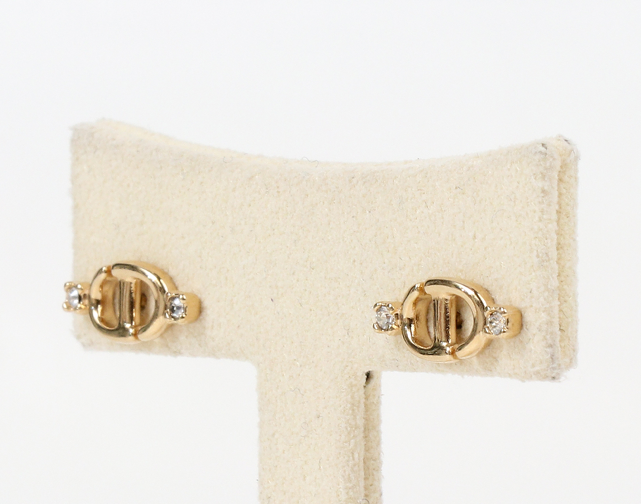 디올 CD 네이비 스터드 이어링 골드