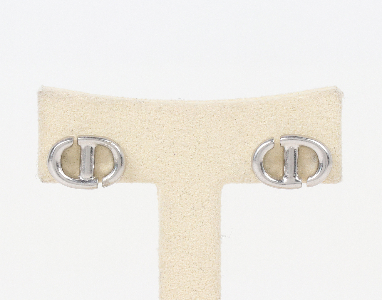 디올 CD 네이비 스터드 이어링 실버