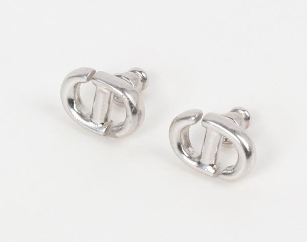 디올 CD 네이비 스터드 이어링 실버