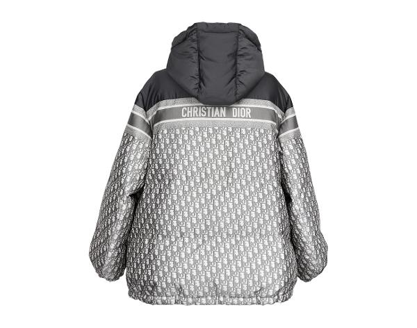 디올 리버시블 롱 푸퍼 재킷 그레이 에크루 오블리크 L