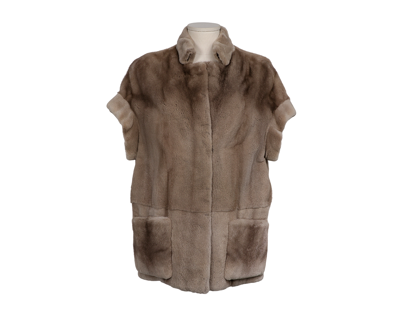 사바띠에 코펜하겐 터널 카라 박시 민소매 밍크 숏코트 베이지 38