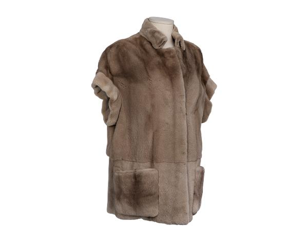 사바띠에 코펜하겐 터널 카라 박시 민소매 밍크 숏코트 베이지 38