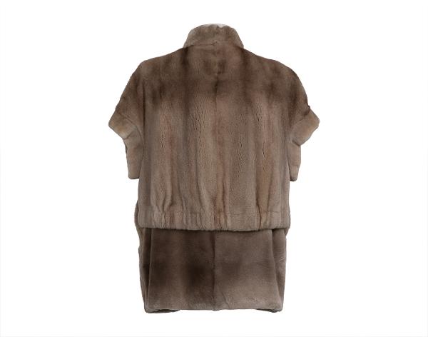 사바띠에 코펜하겐 터널 카라 박시 민소매 밍크 숏코트 베이지 38